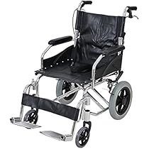 黒い折りたたみ介助用車椅子 Amazon | 車椅子 アルミ合金製 約10kg TAISコード取得済 背折れ